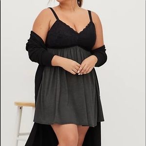 SLEEP CHEMISE - SUPER SOFT & LACE CHARCOAL GREY